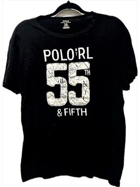 Polo by Ralph Lauren Black Short Sleeve Graphic Tee with Off-White Number Print